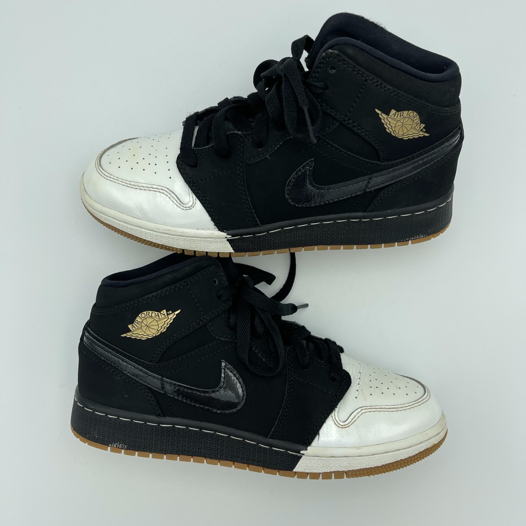 Nike Air Jordan 1mid Gg Black-Mtllc Sz 5y